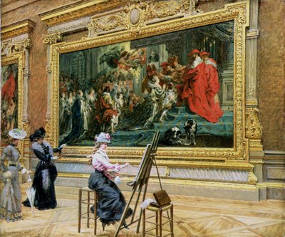 The Earnest Pupil in the Rubens Room by Louis Beroud